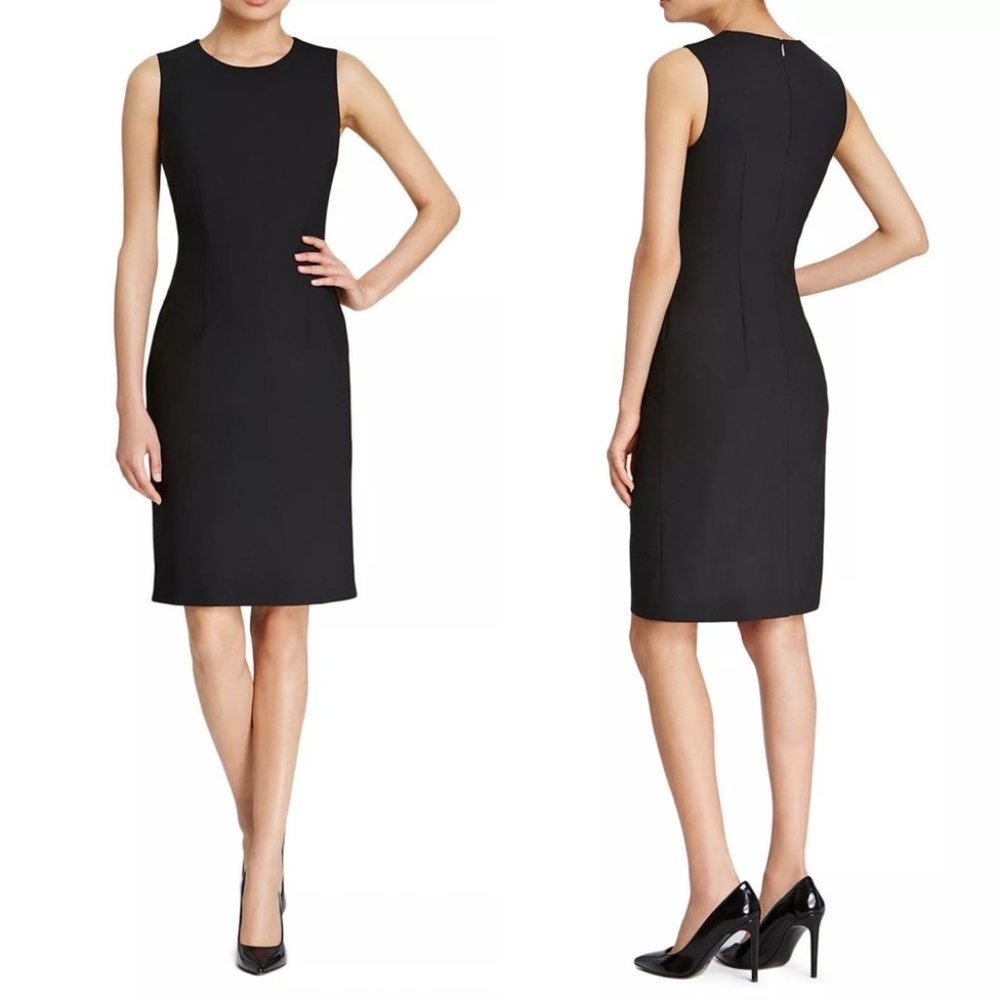 Hugo Boss Dirusa Tropical Stretch Wool Dress in Black 10